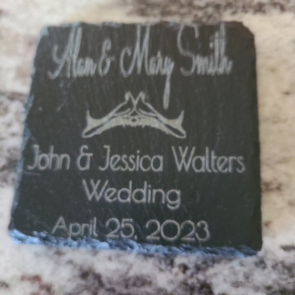 Wedding Guest Coaster - Slate - Great Keepsake for Guests or Bridal Party