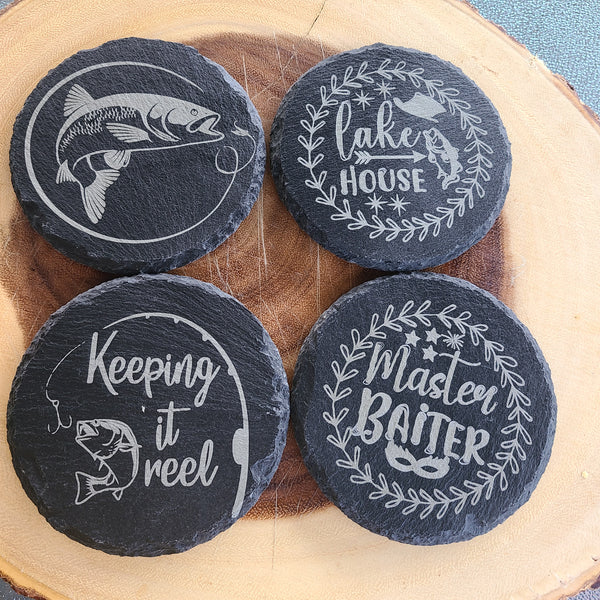Slate Coasters For Fishermen - Great Fathers Day Gift