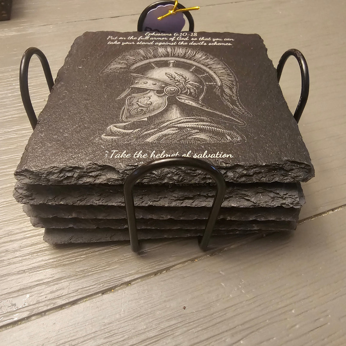 Ephesians 6:10-18 Set of 5 Slate Coasters - Wonderful Gift