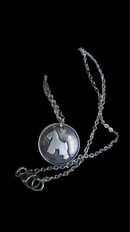 Handmade Pure Silver Schnauzer Necklace Great Gift Made in USA