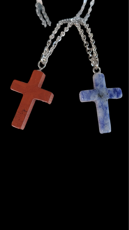 Handmade Stone Cross Necklace - Great Gift