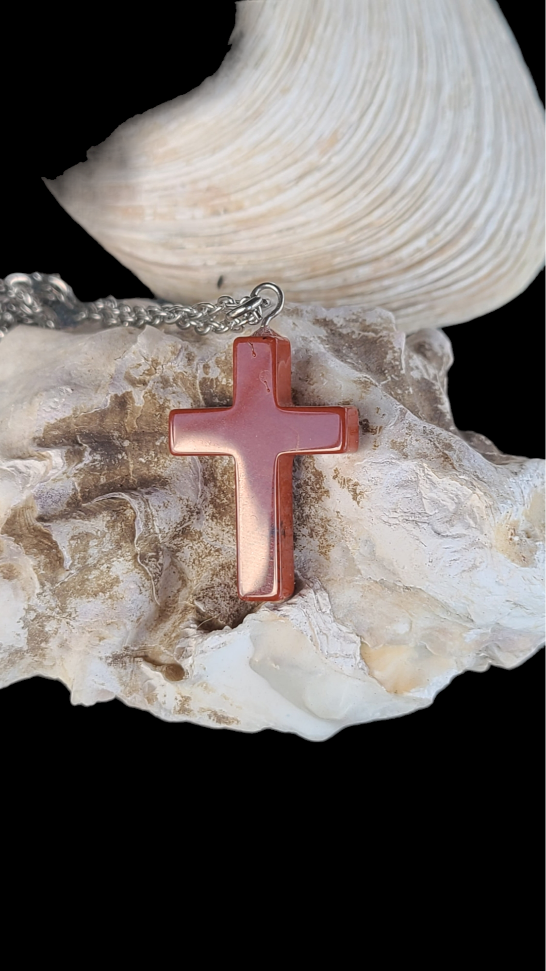 Handmade Stone Cross Necklace - Great Gift