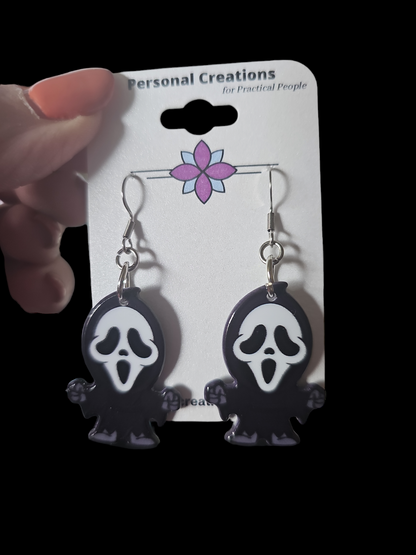 Halloween Earrings - Ghost Face - Great for Halloween Parties