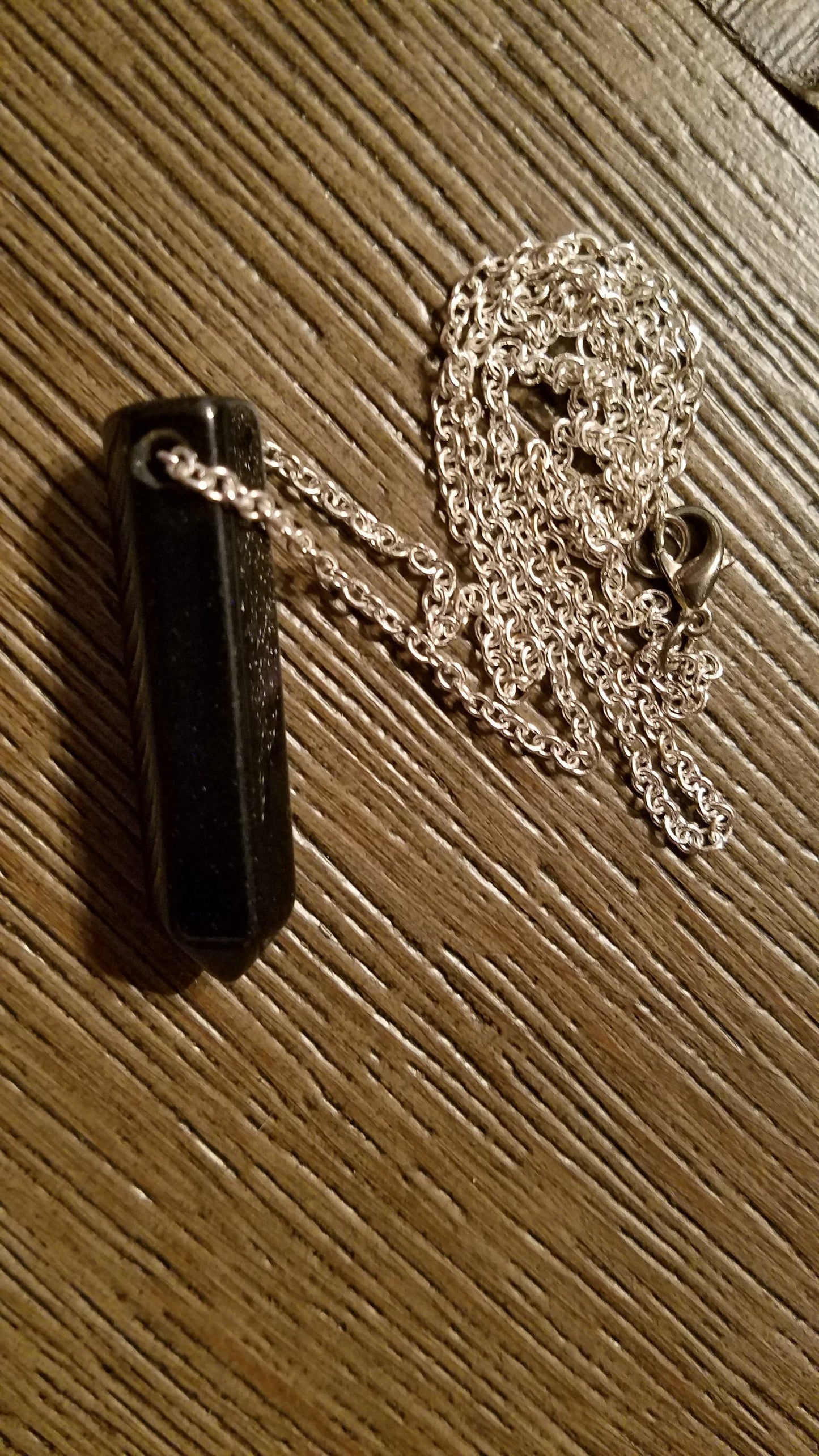 Black Goldstone Pencil Point Gemstone Pendant