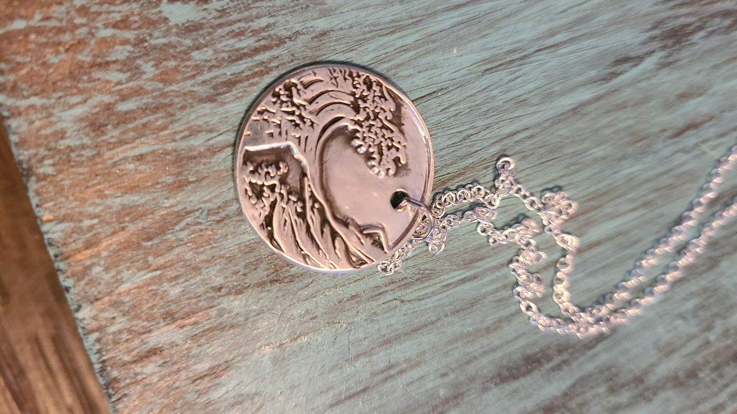 Silver Great Wave Necklace - Surfers Delight - Great Gift