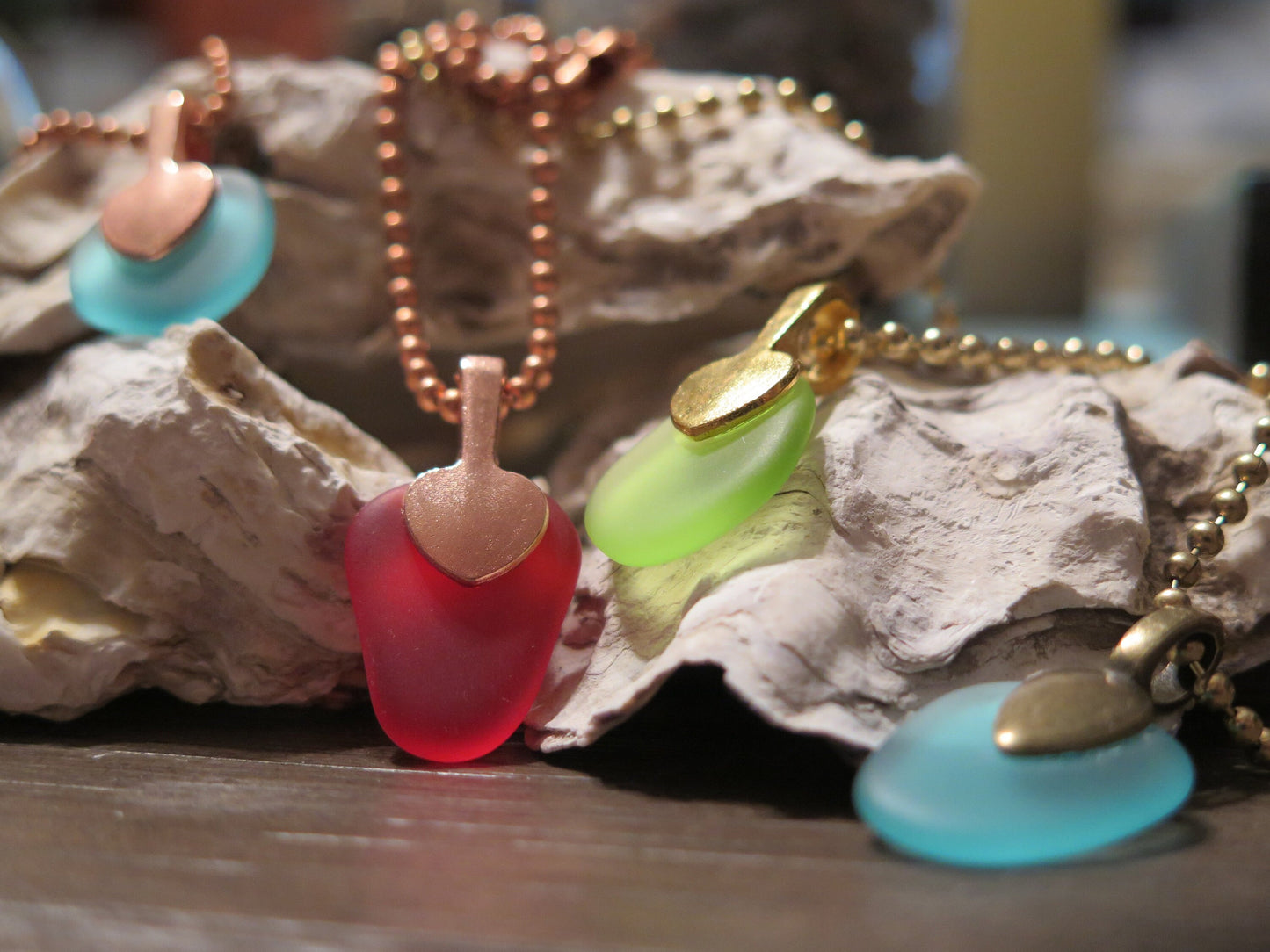 Mini Sea Glass Necklace Red