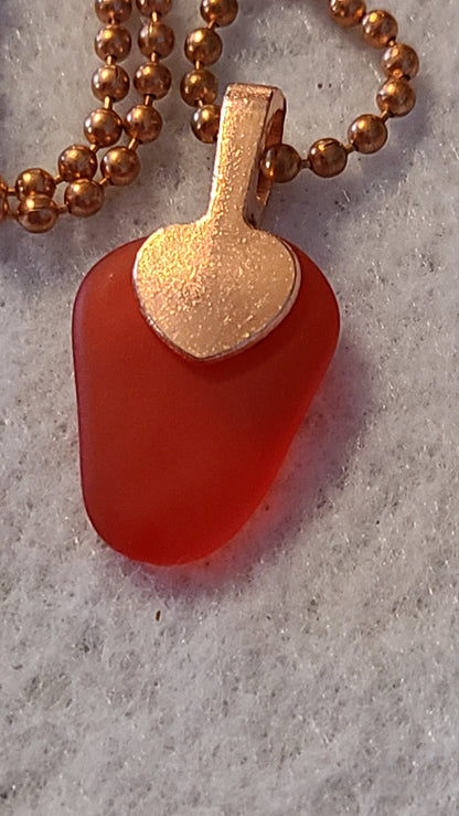 Mini Sea Glass Necklace Red