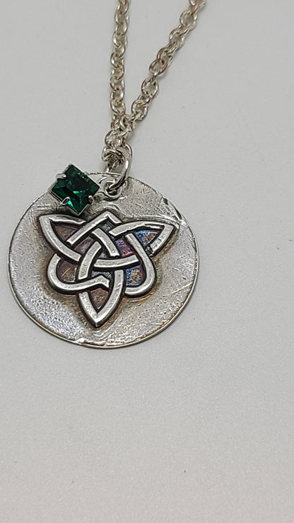 Pure Silver  Celtic Gem Necklace - Great Gift