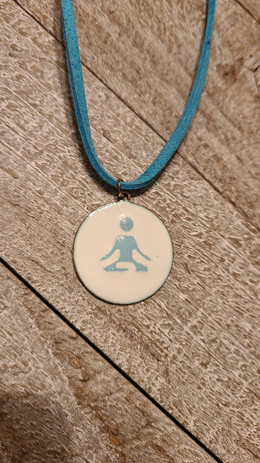 Handmade Yoga Anyone Necklace Enameled Copper