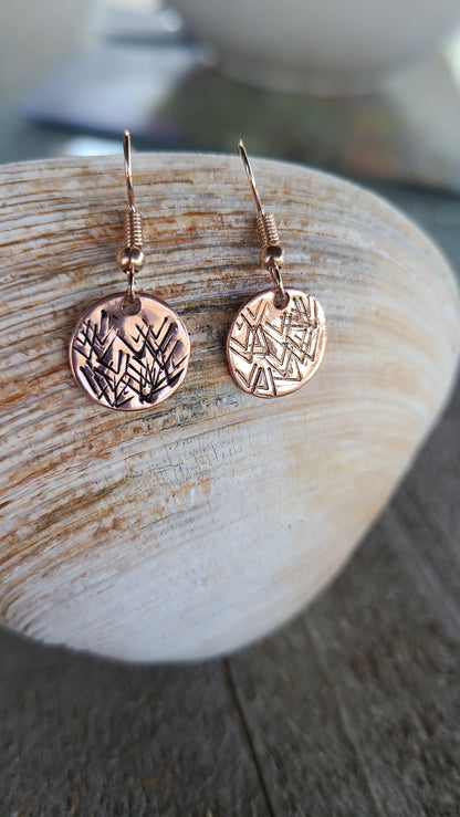 Handmade Copper Stamped Earrings made in USA Great Gift