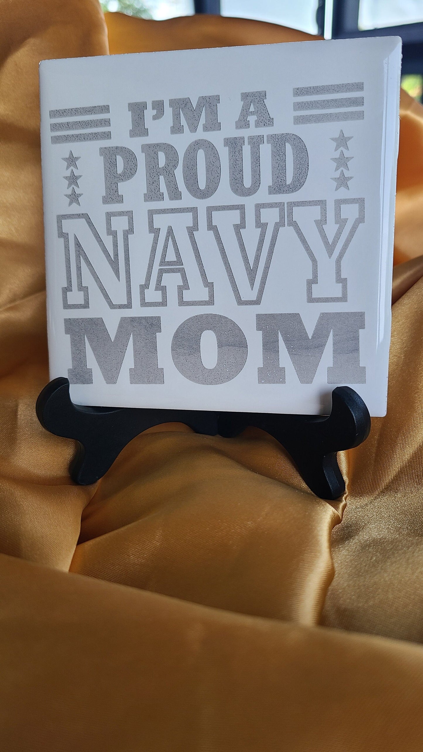 Lasered Tiles - Proud Navy Mom