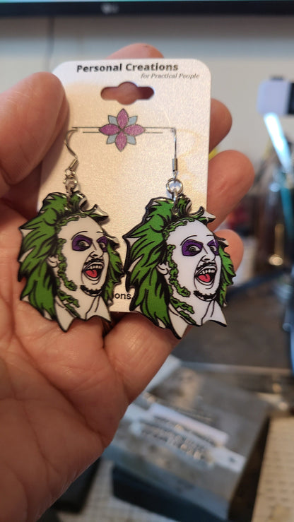 Handmade Halloween BeetleJuice Earrings