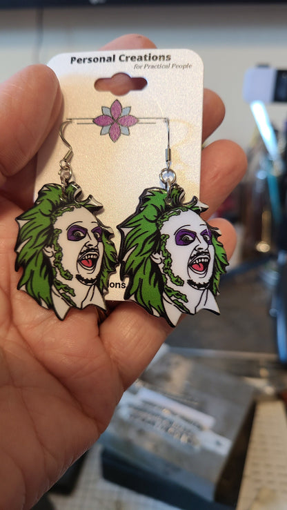 Handmade Halloween BeetleJuice Earrings