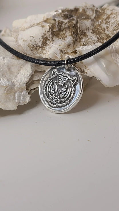 Handmade Pure Silver Tiger Pendant Necklace Great Gift Made in USA