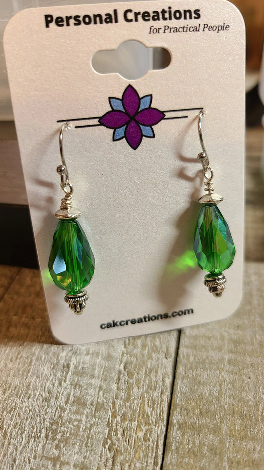 Handmade Green Crystal Earrings Great Gift