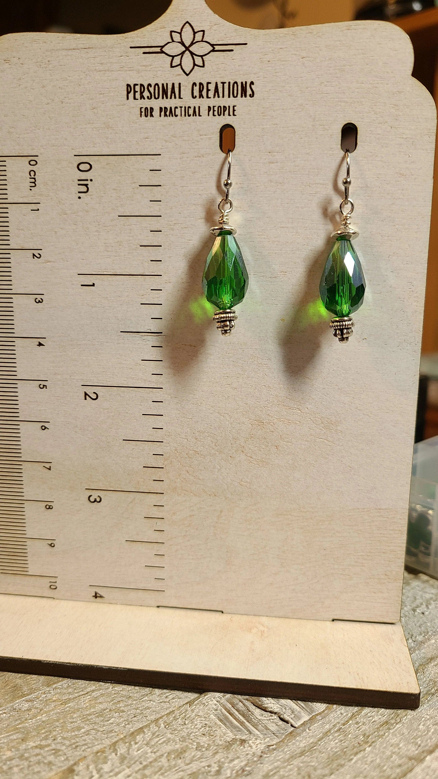 Handmade Green Crystal Earrings Great Gift