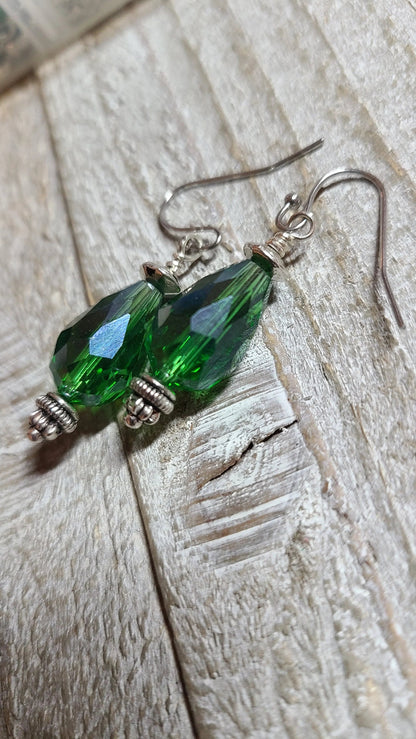 Handmade Green Crystal Earrings Great Gift