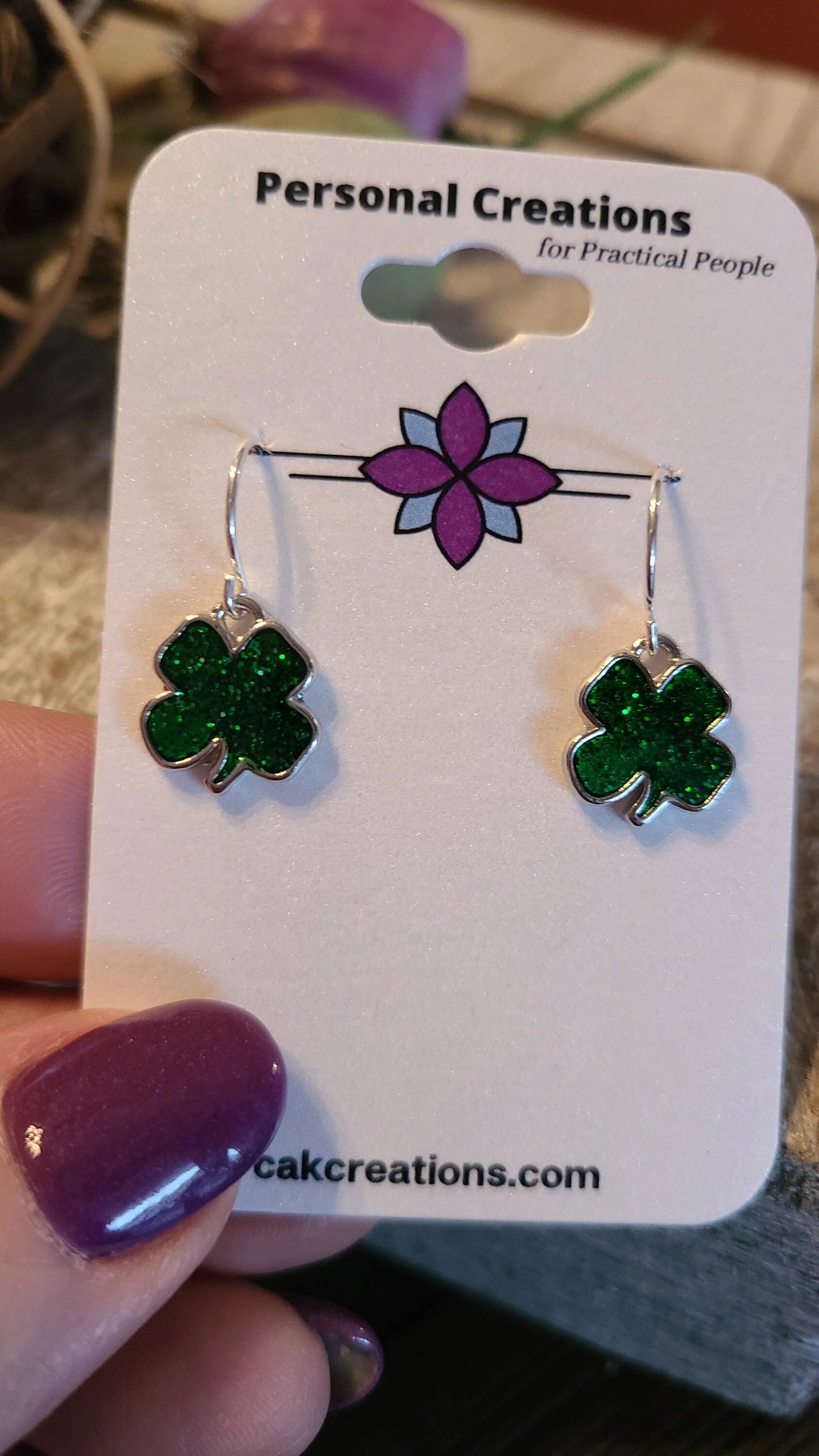 Handmade Glittery Irish Luck Earrings 2