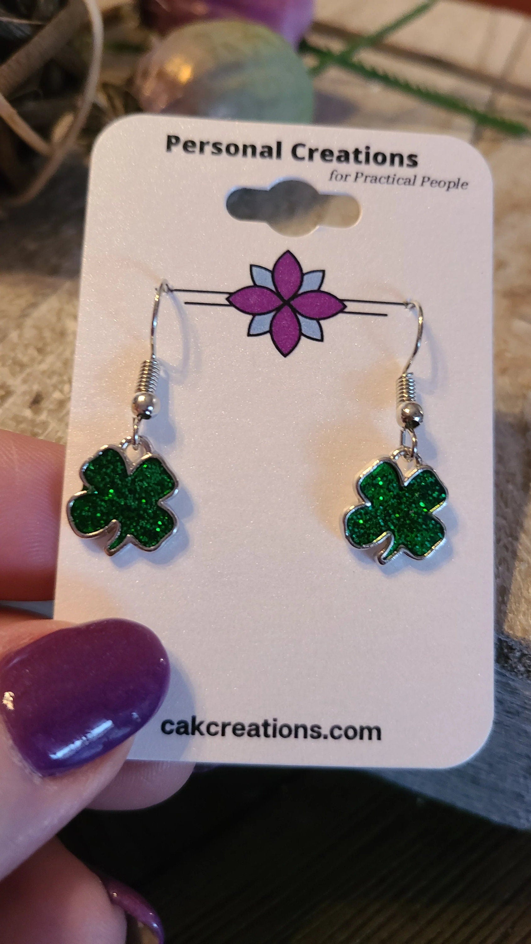 Handmade Glittery Irish Luck Earrings