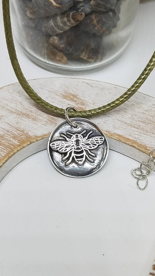 Handmade Pure Silver Honey Bee Necklace Great Gift Made in USA