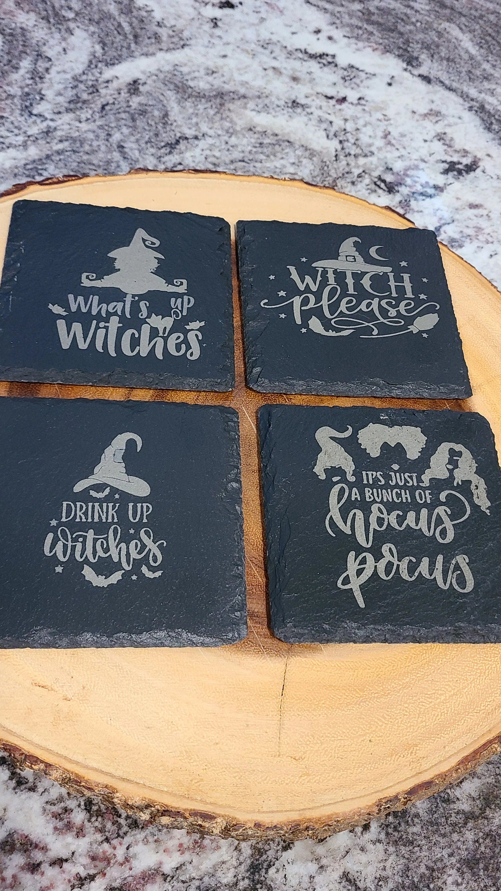 Handmade Halloween Coasters - Witches