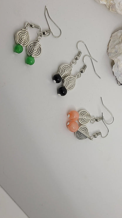 Handmade Spiral Beaded Earrings Great Gift For Her Made in the US