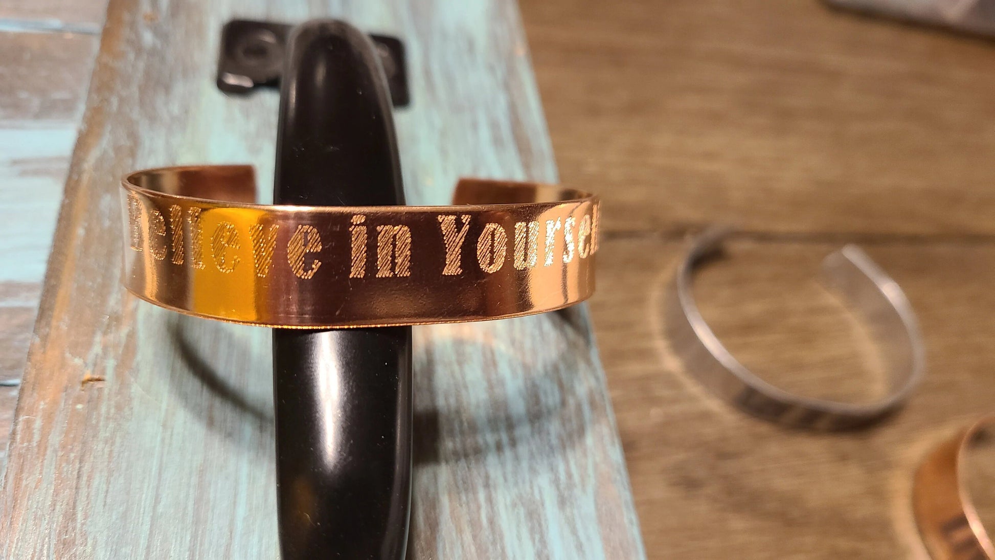 Handmade Engraved Copper Cuff Bracelet &#39;Live Laugh Love&#39; Great Gift for Anyone