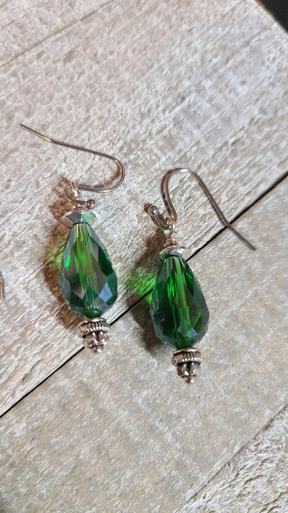 Handmade Green Crystal Earrings Great Gift