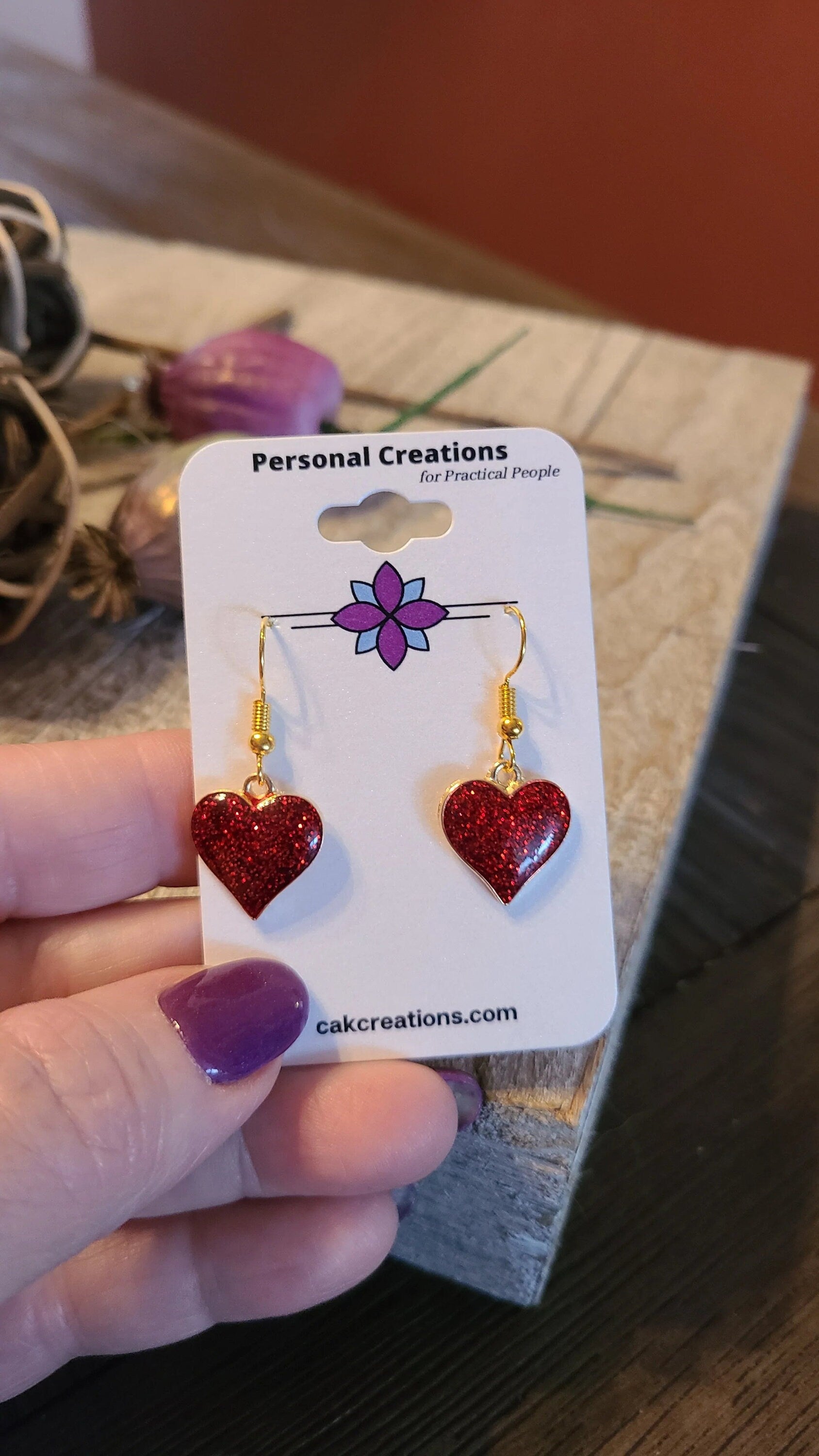 Handmade Valentine Heart Earrings Great Gift Made in USA