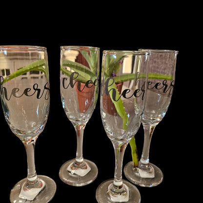 Engraved Stemware - Champagne Glasses - Set of 4