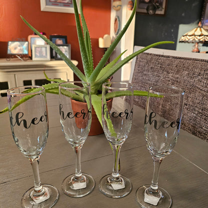 Engraved Stemware - Champagne Glasses - Set of 4