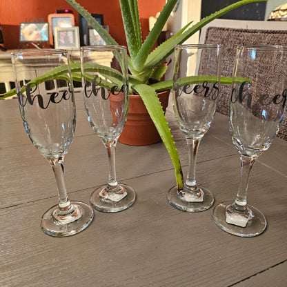 Engraved Stemware - Champagne Glasses - Set of 4