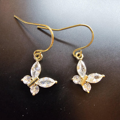 CZ light Gold Butterfly Earrings