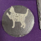 4 Slate Tile Lasered Coasters - Feline Persuasion