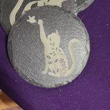 4 Slate Tile Lasered Coasters - Feline Persuasion