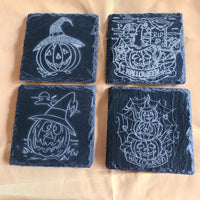 Handmade Halloween Coasters - Pumpkins