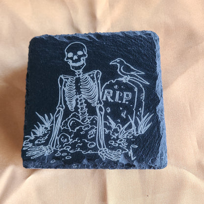 Handmade Halloween Coasters - Skeletons