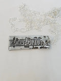 Handmade Pure Silver Sheet Music Pendant Necklace