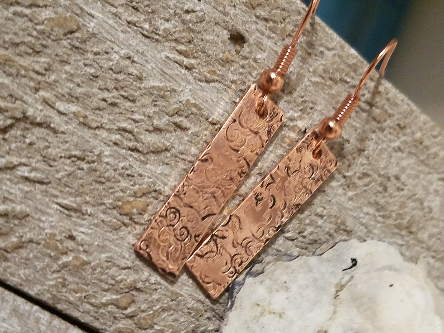 Handmade Copper Stamped Earrings Great Gift for Her