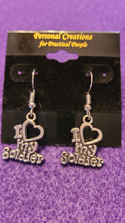 Handmade Love My Soldier Earrings