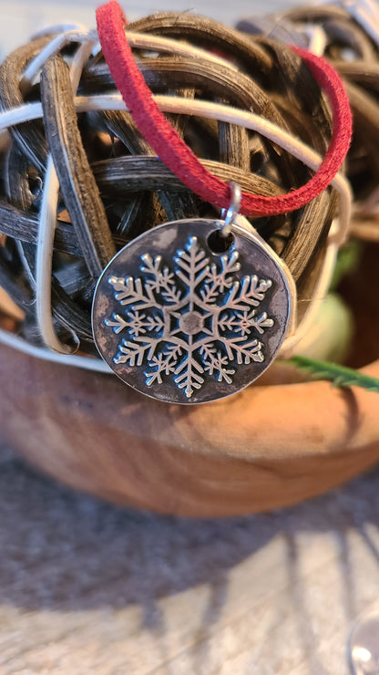 Handmade Pure Silver Snowflake Necklace