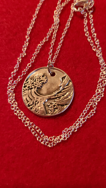 Handmade Silver Great Wave Necklace Great Gift Made in USA