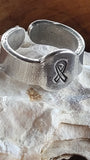 Handmade Breast Cancer Awareness Rings Adjustable Light Weight Pewter Made is USA