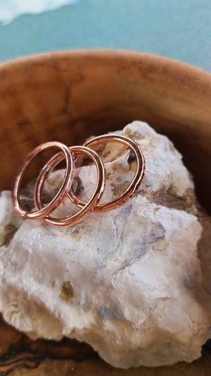 Handmade Copper Triplets Ring Set Stackable - Size 6.25 Made in USA