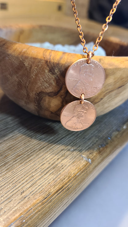 Handmade 2 Penny Necklace Great Gift for Her Great Gift For Him Made in USA