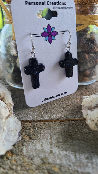 Handmade Stone Cross Earrings