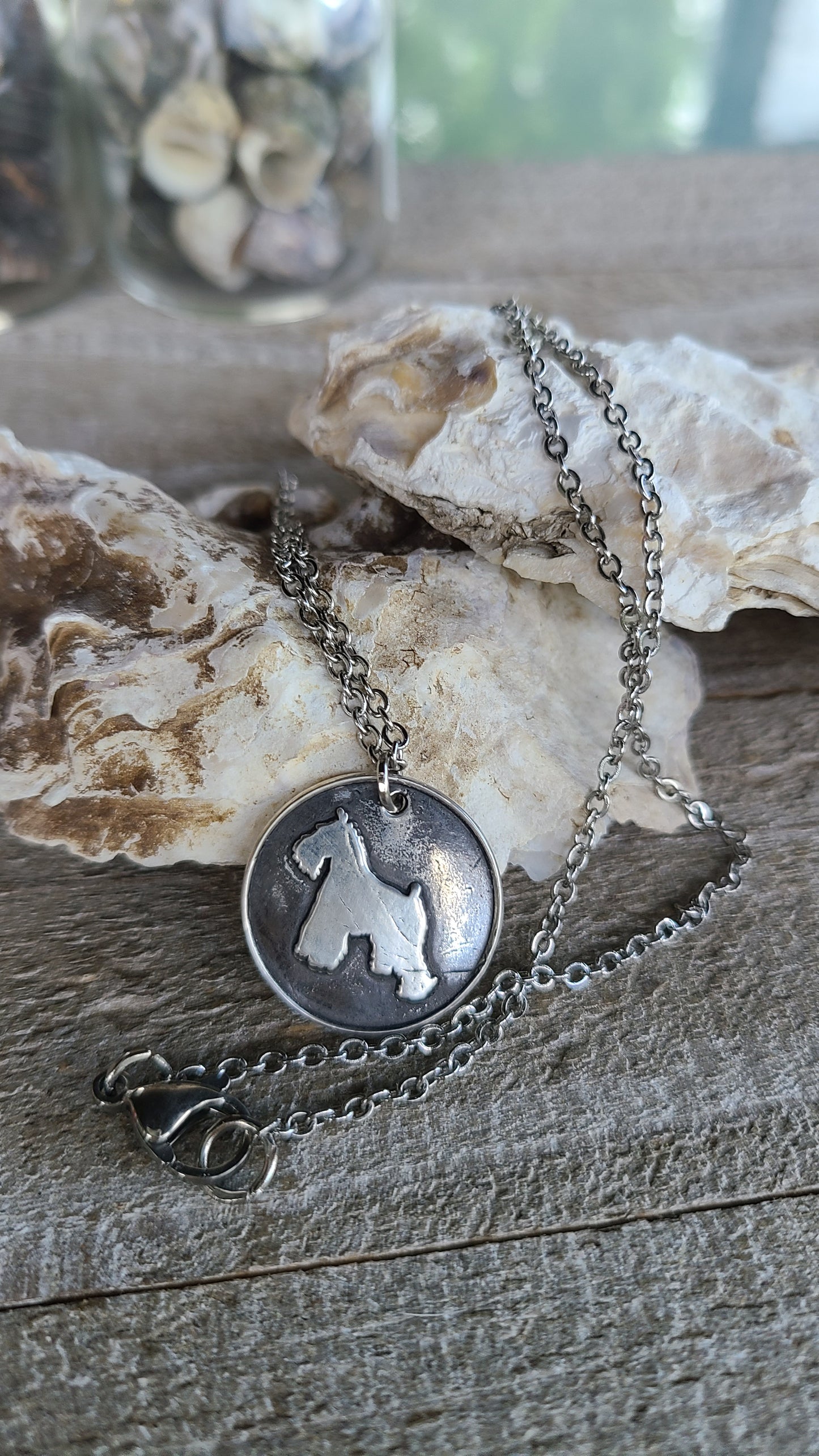 Handmade Pure Silver Schnauzer Necklace Great Gift Made in USA