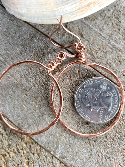 Handmade Copper Hoop Earrings Great Gift