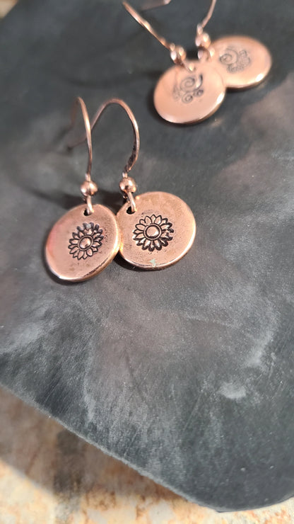 Handmade Copper Stamped Earrings Great Gift