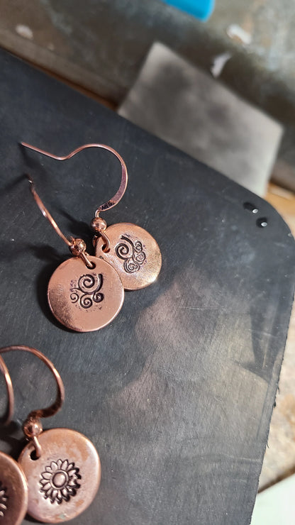 Handmade Copper Stamped Earrings Great Gift